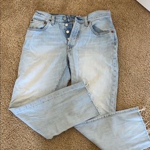 Levis 501 raw hem button fly jeans